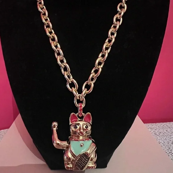 Betsey johnson - LUCKING OUT LUCKY CAT PENDANT NECKLACE RED NWT - Picture 7 of 10